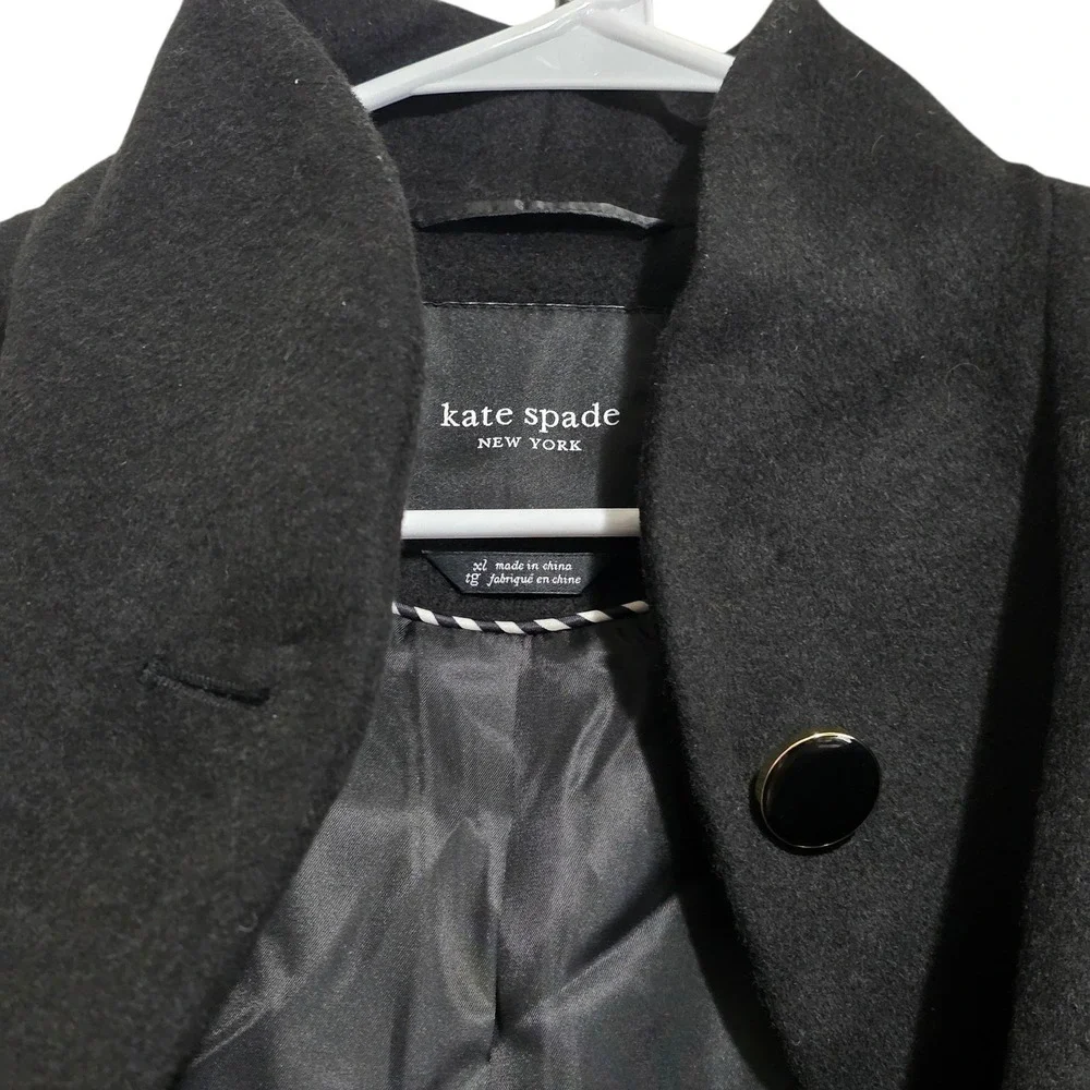 Kate Spade New York Black High Neck Wool Blend Coat Women's XL NWT - $348‎